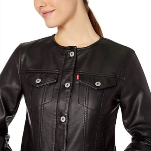 Levi’s faux leather collarless jacket - Picture 4 of 13